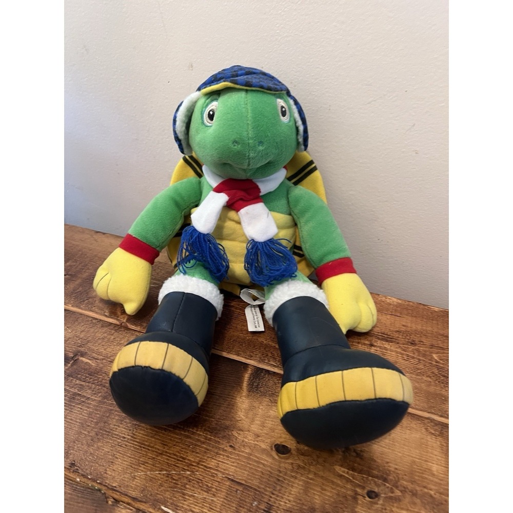 Vintage 1998 Franklin Turtle Winter Plush w/ Hat Scarf Mittens Kids 16"